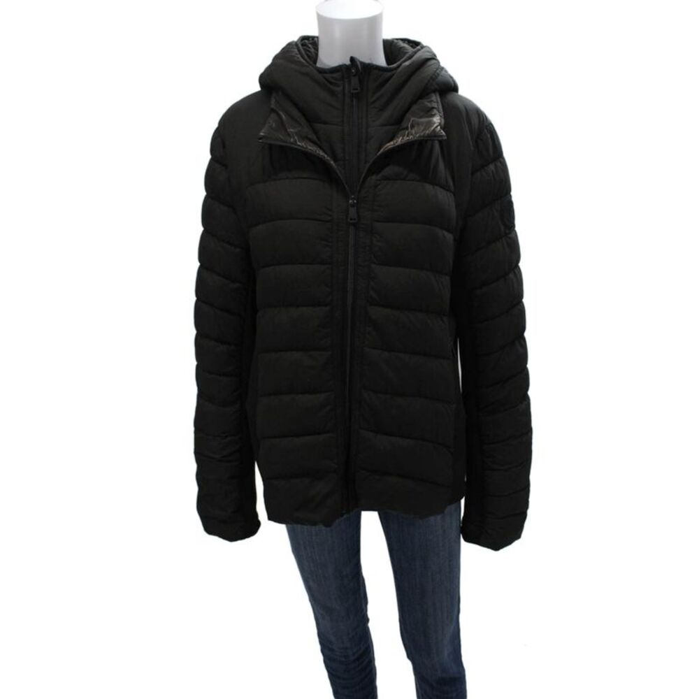 Bernando Womens Black Puffer Jacket Polyester Long Sleeve Zip Size XL